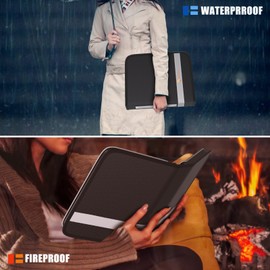 Fireproof 1.5" 3 Ring Binder with Zipper, 2 Interior Pockets, 1 Pen Holder, Reflective Strip, Hold 375 Sheets of US Letter/A4 Size for Office/Home/School Provide 5 Pockets A4, 40 Pockets Album(Black)