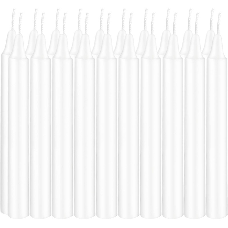 White Taper Candle 20 Bulk, Unscented Dripless Chimes Candle, H