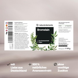 Bromelain - 400 mg (2000 F.I.P) - 90 Enteric Juice-Resistant Capsules - Natural Pineapple Extract - Laboratory Tested, High Dose and Produced in Germany