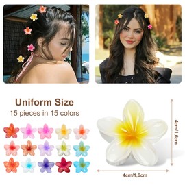 AUTOWNLUX 15 Stück Blumen Haarklammer Klein, Rutschfeste Haarklammer Blume, Flower Hair Clip, Blumenhaarklammern zum Fixieren von Haaren für Frauen Dick, Dünn Haar (4 cm)