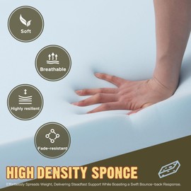 YIJIAN HOME Outdoor Bench Cushion 4 inches Memory Foam Waterproof Patio Furniture Bench Cushion Porch Swing Cushion with Handle and Adjustable Strap, 36 x 18 Inch Sage Green