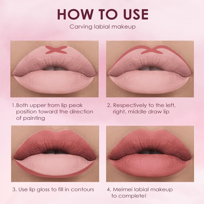 12Pcs Lip Liner and Lipstick Set, 6 Velvety Matte Liquid