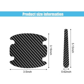 8PCS Car Door Handle Scratch Protectors, Carbon Fiber Car Door Handle Bowl Sticker, Universal Car Door Handle Paint Guard Cover, Door Handle Cup Protective Film for Cars (Black)