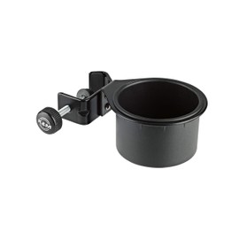 K&M 16024 Can Holder Black – Shelf for Cups and Cans, Screw-On up to Diameter 3 cm, Flexible and Practical