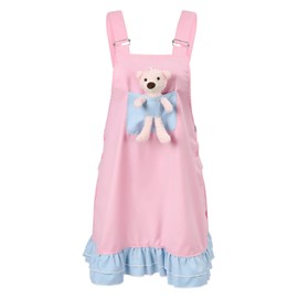 CutiePlusU Women's Suspender Overalls Dress Blue Suspender Dress with Pocket Bear Doll-Pink M