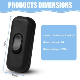 AXFEE Inline Switch, Pack of 4 250 V 6 A Intermediate Switch Cord Switch, Cable Switch, Rocker Switch, 2-Core and 3-Core Leads, Cord Switch for Lamp Small Appliances, Black