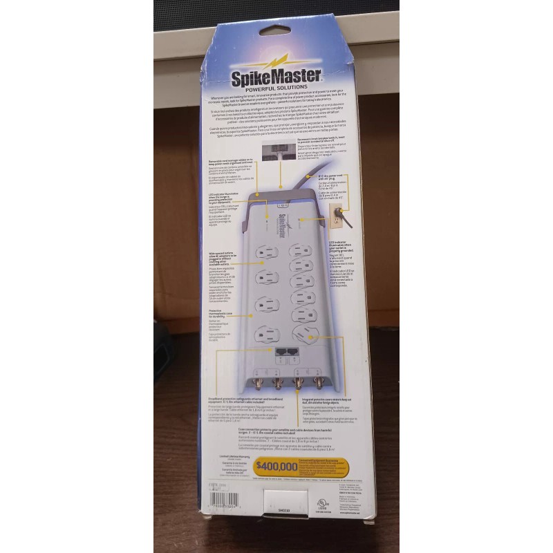 SpikeMaster Spike Master 10 Outlet Surge Protector and Cord Manager
