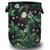 Black Cat in Greenery Laundry Basket with Sturdy Handles, Cute