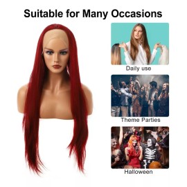 Vocoste Peluca Largo Liso De Niña 24'' Rojo Vino