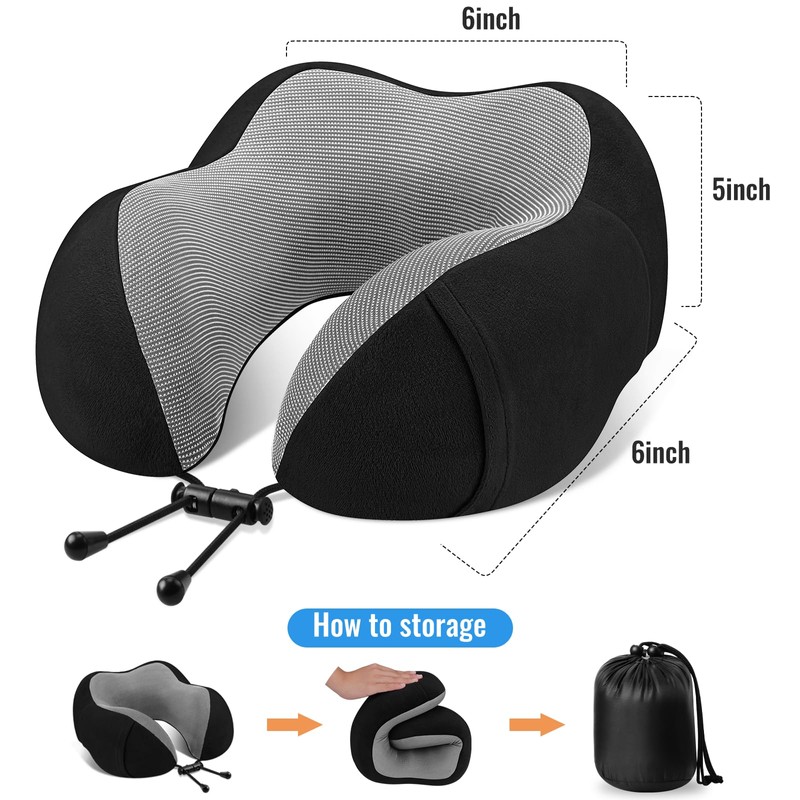 CloudBliss Travel Pillow Premium Memory Foam, Comfortable & Supportive Neck