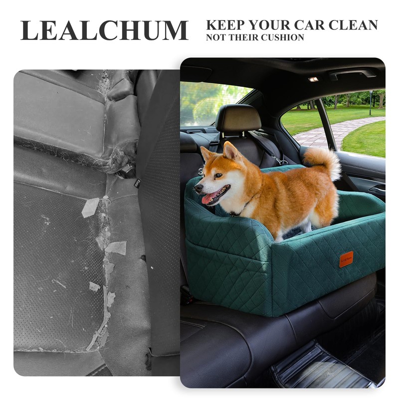 Lealchum Dog Car Seat for Medium/Large Dogs,2 Clip-On Safety Leashs