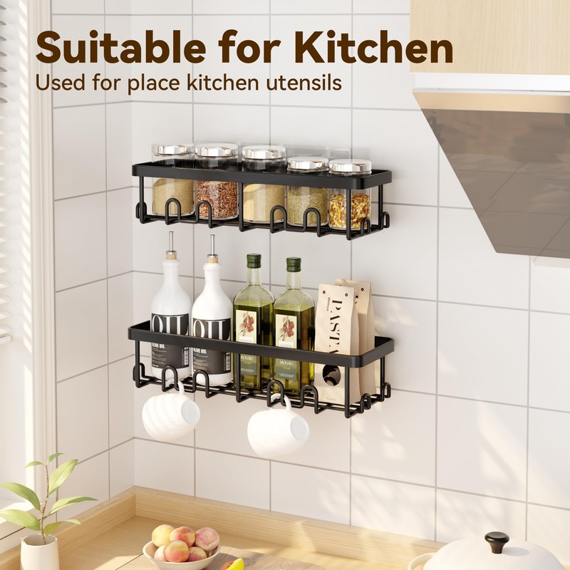 YASONIC Shower Caddy Adhesive, Rustproof Shower Organizer, Wall Shower Rack