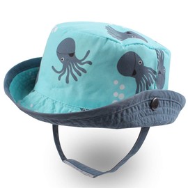 XIAOHAWANG Baby Sun Hat Boys Girls Toddler Summer Bucket Outdoor Child Beach Caps UPF 50+ for 3 Months-4 Years (Octopus, 17.32"/ 0-3 Months)