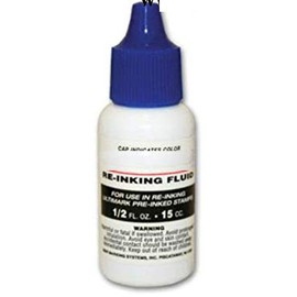 Ultimark Refill Ink for All Pre-Inked Stamps, 15 ml Bottle, 5 Colors Option (Blue Ink)
