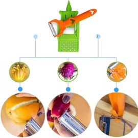 Cocororo Peeler Fruit and Vegetable Peeler Multifuncional Doble Cuchilla Julienne Strips for Potato Orange Lemon with Lemon Juicer and Potato Spiral (1 Set)