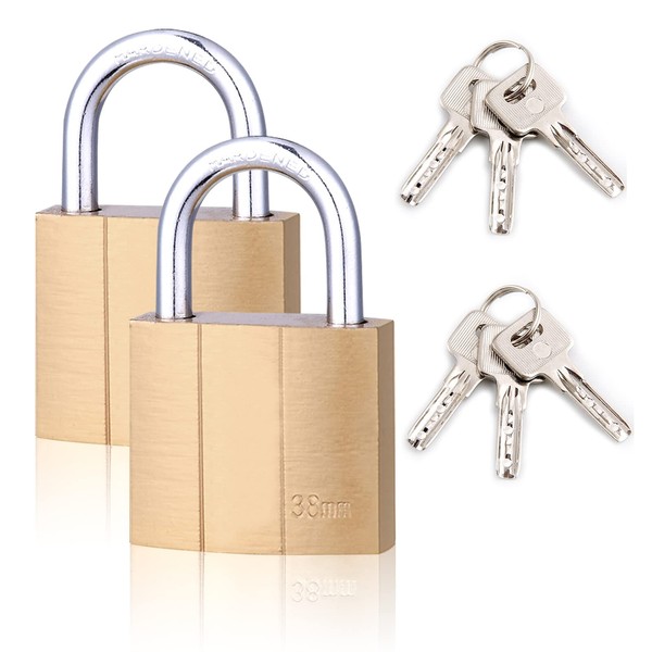 Padlock with Key, 2 Pack Pad Locks with 6 Keys
