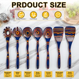 LSFCHUJU Kitchen Utensil Set, 7-Piece Coloured Wood Cooking Utensils, Cooking Cutlery Set, Heat Resistant Cookware, Cooking Set, Kitchen Utensils, Non-Stick Coating, High-Quality Wooden Spatula Set