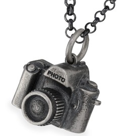 Small Sterling Silver Necklace on Rolo Chain Pendants for Men Necklace Camera Pendant Necklace Chain Photographer Necklace Photo Oxidised Mens Gift