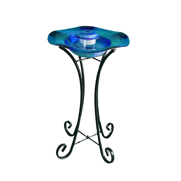 XBrand Floor Mist Fountain w/ Inline Control Glass Metal, 27 Inch Tall, Blue