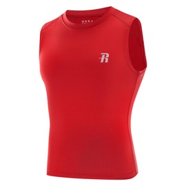 Runhit Boys Compression Shirt Sleeveless Kids Athletic Tank Top Youth Quick Dry Undershirt for Basketball Red XS