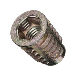 E-Z LOK Threaded Insert for Soft Wood, Zinc Hex-Flanged Thread Inserts M8-1.25 Internal Threads, 20mm Length Pack of 25