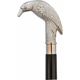 Walking Cane Wooden Walking Stick for Men, Women, Silver Brass Raven Crow Head Fashion Designer Cane Rubber Brass Tip Grandpa Gift