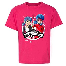 Marinette Youth Kids T-Shirt Super Soft Miraculous Ladybug and Cat Noir Pink M