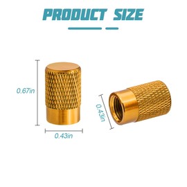 Mandark Car Tire Valve Stem Caps, 12PCS Aluminum Alloy Vehicle Stem Covers, Leak Proof Automotive Interior Wheel Valve Covers Accessories, Universal for Trucks Motorcycles SUVs (Golden)