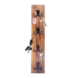 UCEC Vertical Key Holder Wall Mount with Hooks, Space-Saving Wooden Key Holder for Wall, Easy Install Home Organizer for Keys, Wallets, Pet Leashes – Perfect for Living Room Decor, Entry, Garage