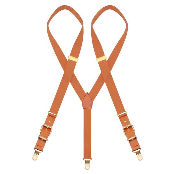 MENDENG Adjustable Suspenders for Men Bronze Metal Clips Braces with