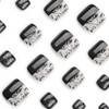 24Pcs Black Press on Toenails with Design, Short Square Acrylic