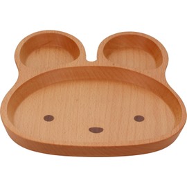 V-112 Children's Tableware, Wooden, Kids' Baby Plate, Divider Plate, Lunch Plate, Approx. 7.9 x 8.7 x 0.8 inches (20 x 22 x 2 cm), Beech, Natural Wood