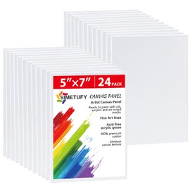 Simetufy 24 Pack Canvas Boards for Painting 5x7 Inch Small Canvases for Painting Canvas Panels, Gesso Primed Acid-Free 100% Cotton Blank Canvas for Acrylics Oil Painting Art Supplies