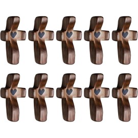 Cross My Heart | 10-Pack Handheld Wooden Cross - Pocket-Sized Stress Relief & Encouragement Gift for Comfort, Faith, & Christmas - Color: Black 1pcs