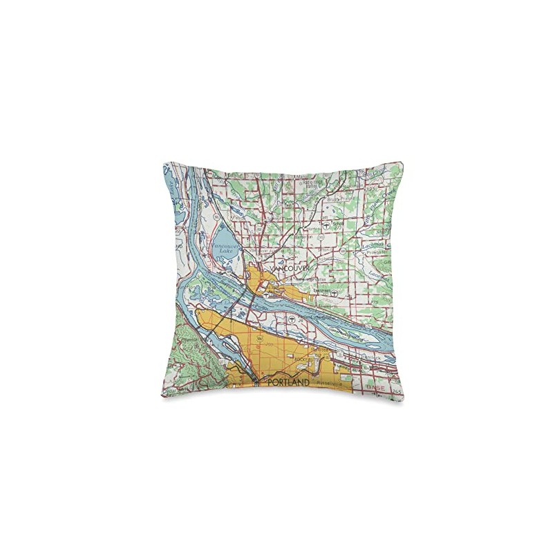 Vintage Vancouver WA Map (1967) Throw Pillow