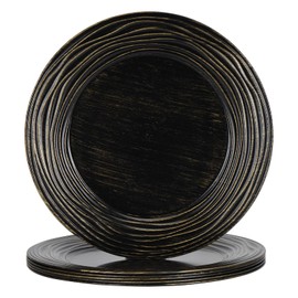 CAMOFOXIN 13 Inch Round Charger Plates, Set of 6, Dinner Chargers Bulk Wedding (Vintage Black)