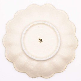 Kaneko Small 55-0008 Mino Ware 8.3 inches (21 cm), Plate, White, Kneaded Flower Linka