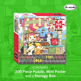 Re-marks Street Food Illustrated Puzzle, 300-Piece Jigsaw Puzzle for All Ages