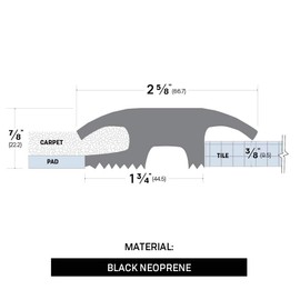 37861N: Rubber Carpet Transition Strip 2&5/8w x 7/8h (36")