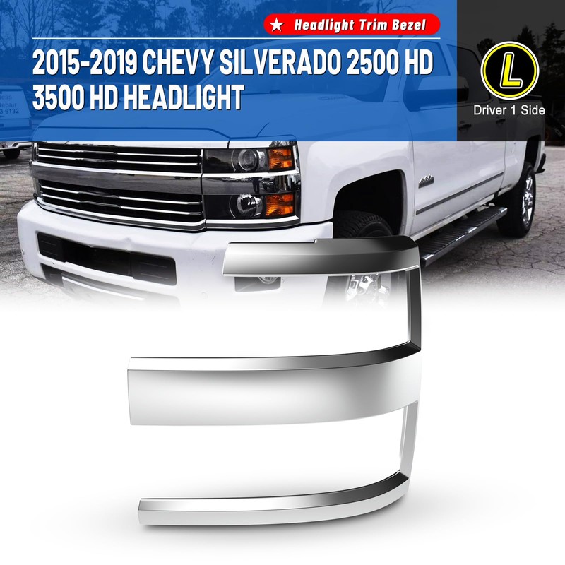 AUTOWIKI Headlamp Chrome Trim Bezel for 2015 2016 2017 2018