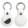 AirTag ATC-003 Case, Leather, White, Air Tag, Keychain, Round Carabiner,