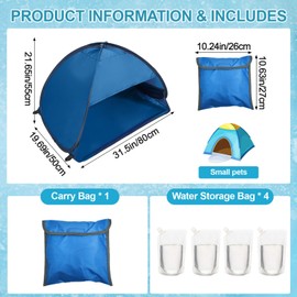 HACRAHO Pop Up Beach Sun Tent, 1 Pack Foldable Anti-UV Mini Automatic Pop Up Tent with 4 Water Storage Bag Instant Sun Protection Canopy with Fixed Nails for Outdoors Camping Picnic Beach