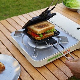 Outdoor Folding Handle Muffin Sandwich Baking Pan Multifunctional Camping Picnic Breakfast Clamp Tray Dual-Sides Sandwich Baking Machine