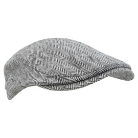 Atano Mens Adjustable Herringbone Flat Cap Black Mix