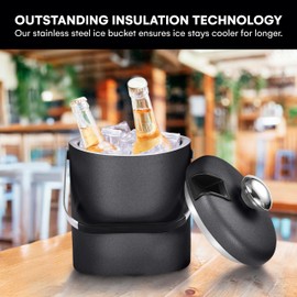 flybold Small Ice Bucket for Parties - Ice Bucket with Lid for Cocktail Bar - Double Walled Ice Container - Portable Chiller Bin Basket - Insulated Wine Buckets for Indoor or Outdoor - Ice Cube Holder
