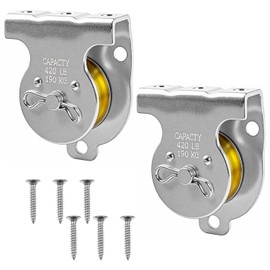 Pack of 2 pulleys with ball bearings, pulleys for winches, pulley, can carry 190 kg, suitable for rope and steel cable