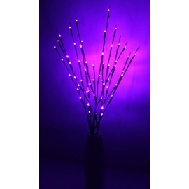 Fantasee - Juego de 3 ramas de luz LED de 76 cm para decoración de interiores, tiendas, ventanas, jarrón, mesa, sala de estar, 3 unidades, color morado