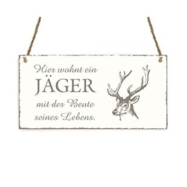 TÜRSCHILD Hier wohnt ein JÄGER Hirsch Vintage Dekoschild Holzschild