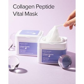Mary&May Collagen Peptide Vital Mask 30 Sheets – Daily Anti-Ageing Sheet Mask, Firming & Elasticity, Hydrolysed Collagen + 6 Peptides, Pull-Out Tub with Tweezers, Vegan Korean Skincare, Hypoallergenic