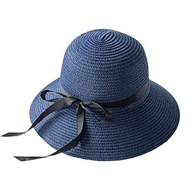Ecroon Sun Hats Fishing Hats for Women, Foldable Bow Knot Sun Hat, Beach Straw Hat with Wide Brim, Suitable for Summer Hikes, b